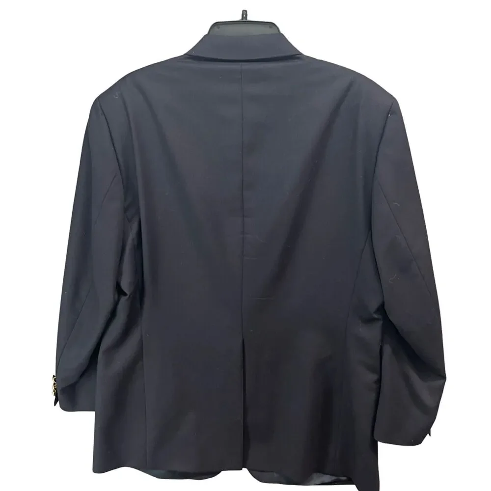 Botany 500 Blazer Jacket Mens 43R Dark Blue Wool Gold Buttons Sport Coat Classic